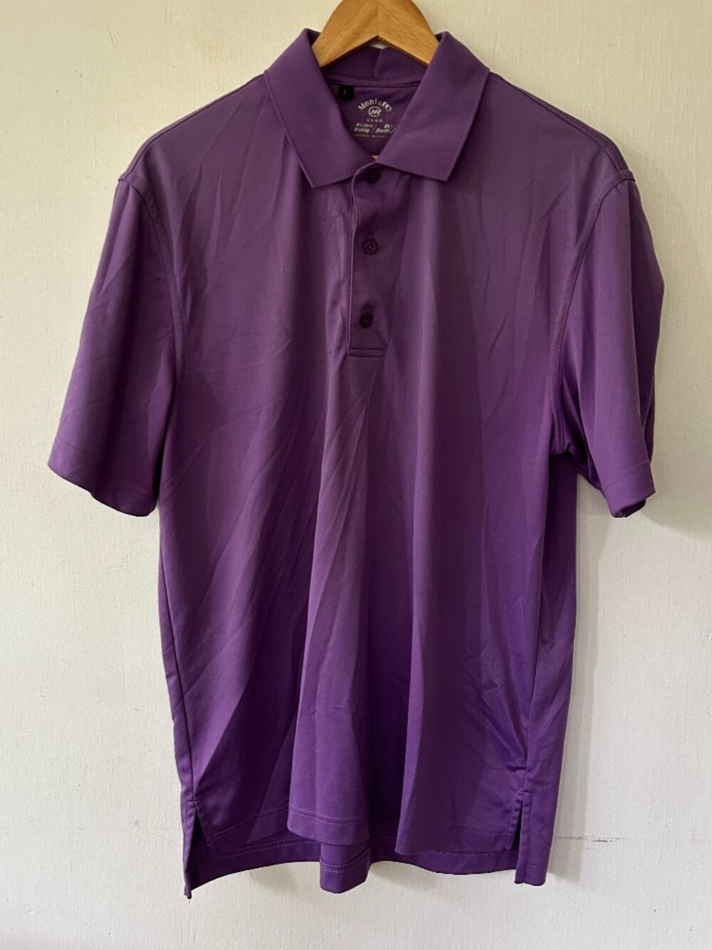 Monterey Club Dry Swing Golf Polo Mens Large Purple Collared Preppy Tennis Wick